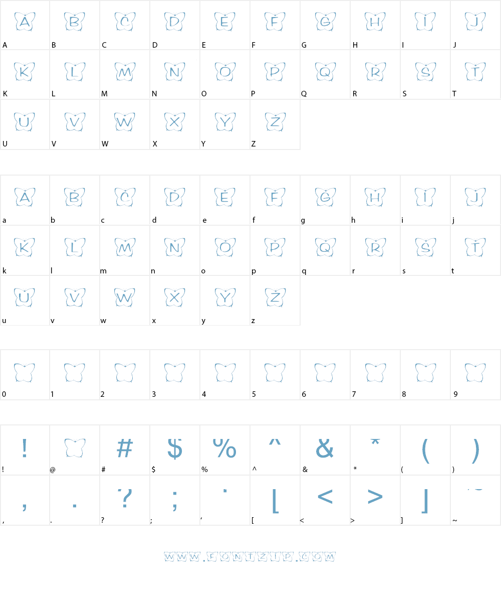 KR Butterfly Two Font Character